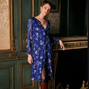 Sezane Foral Blue Dress